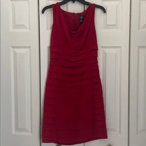 Red form fitting dress